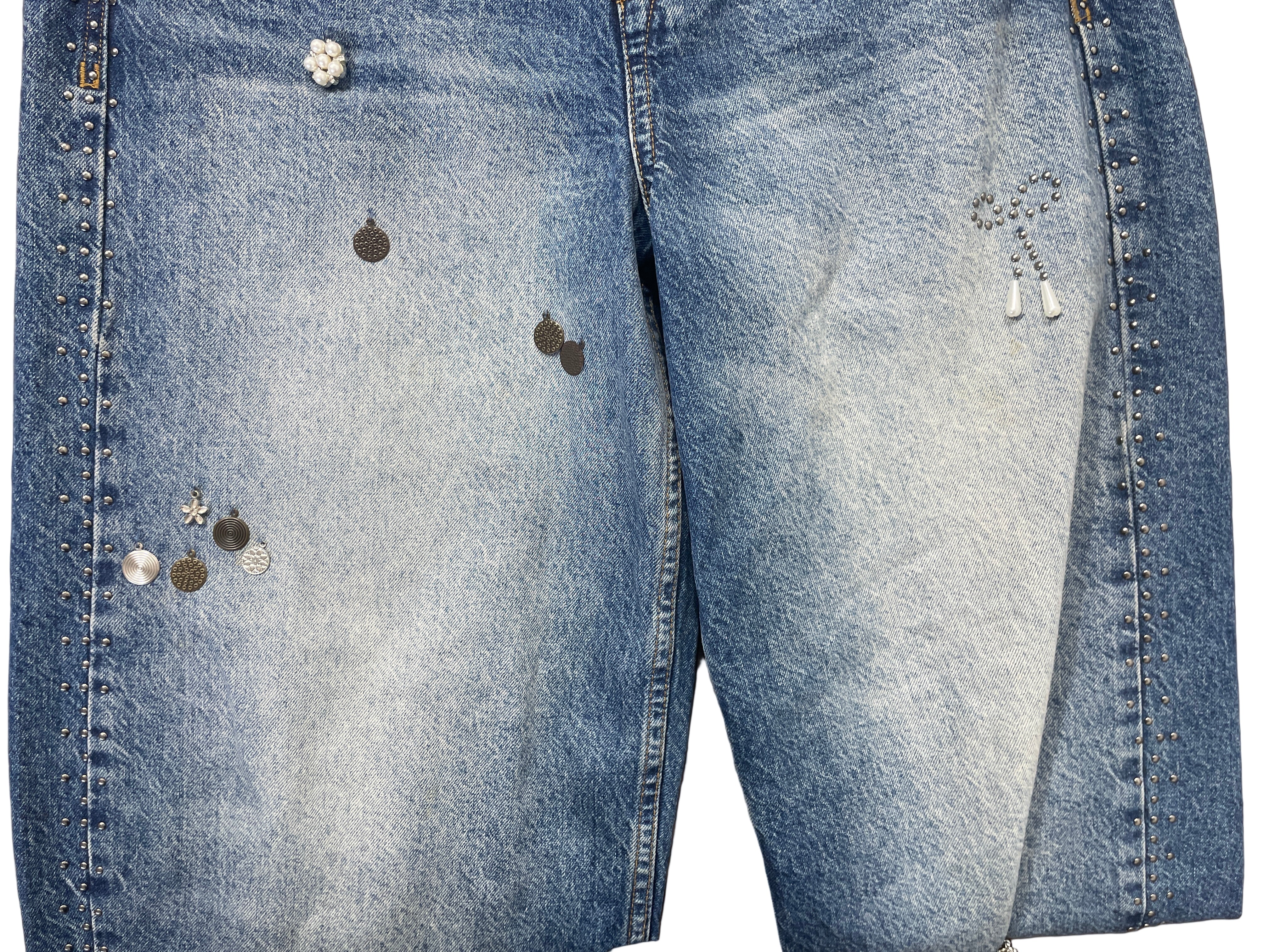 bdg urban outfitters embellished wide-leg jeans front close up