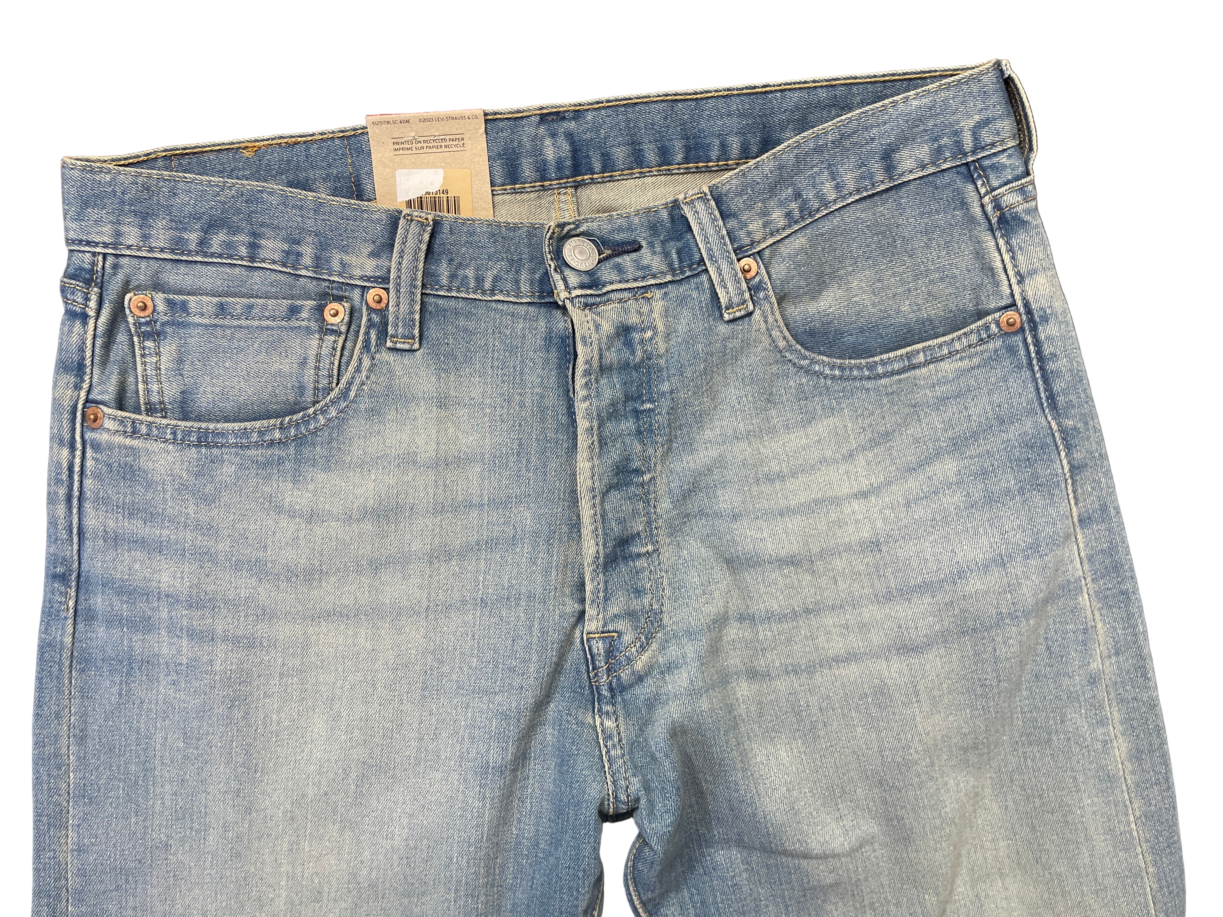 levis 501 stretch jeans light wash front