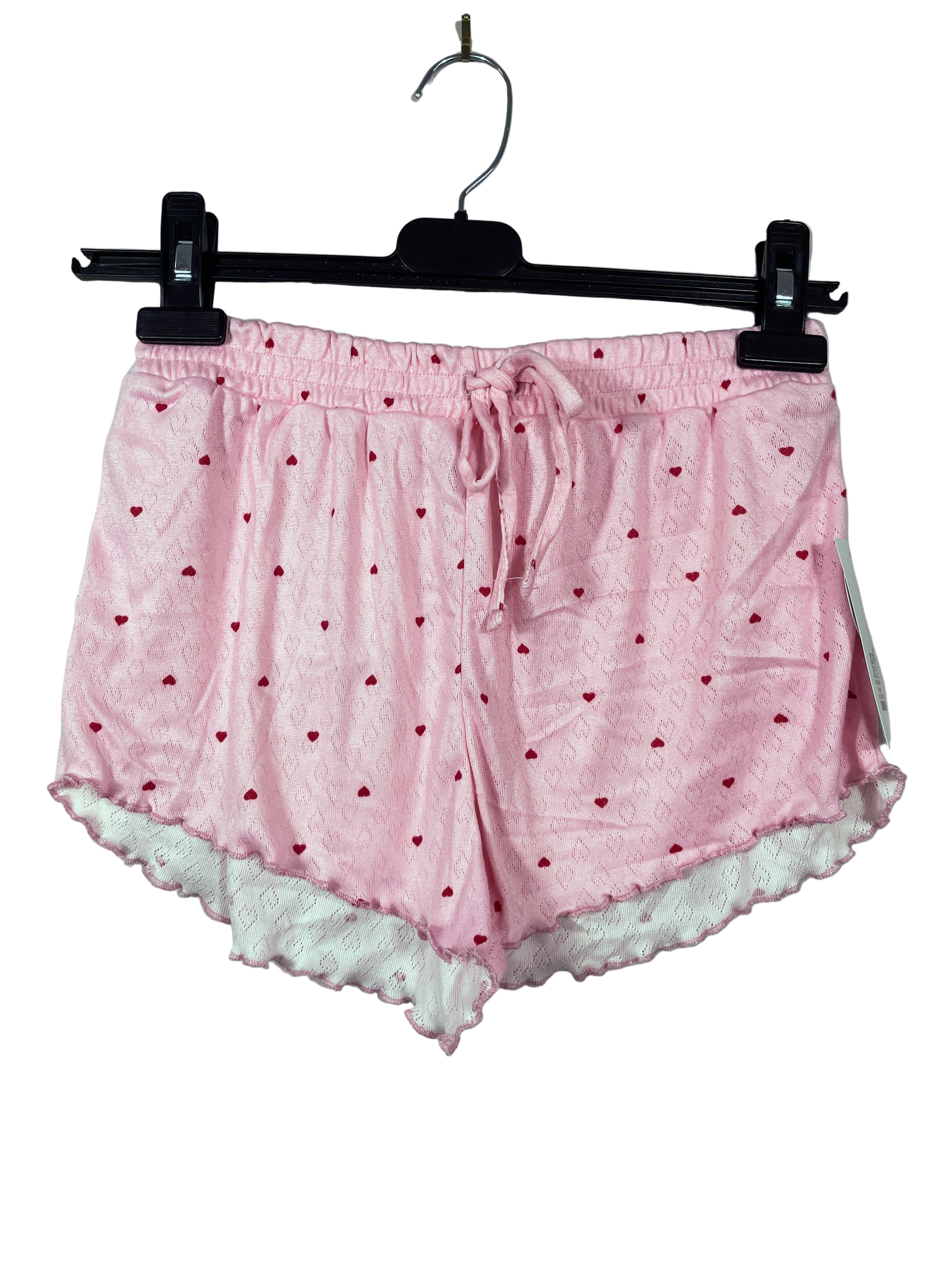 Weekend Edition pink heart shorts front view
