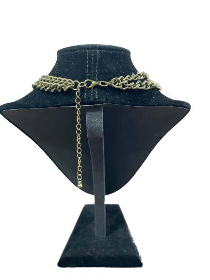 Antique-gold tone statement necklace clasp back