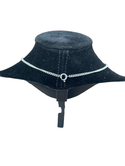 Rhinestone choker length costume necklace back view showing silver-tone chain and clasp