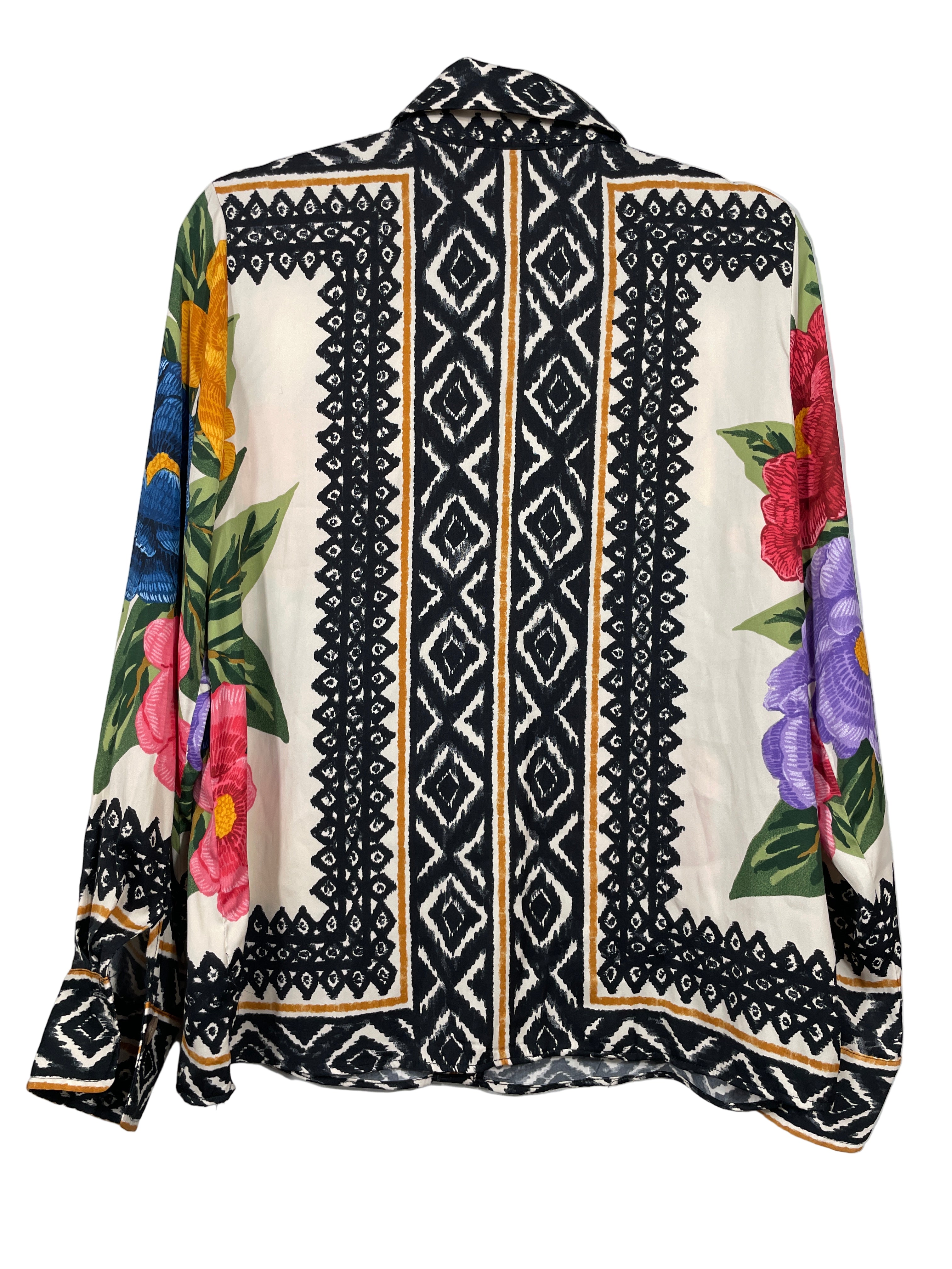 Rachel Zoe colourful floral blouse back view