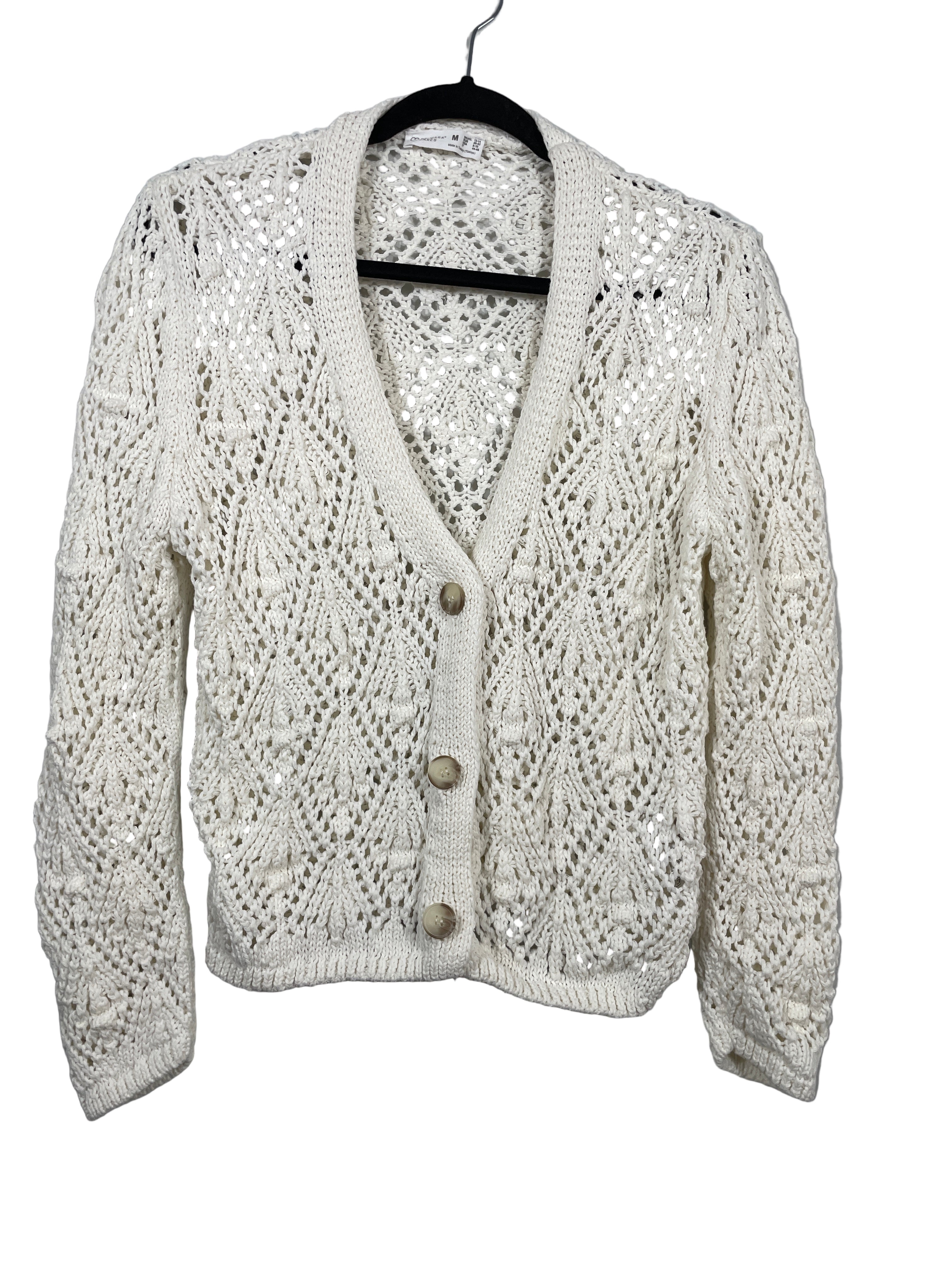 primark cares cream open-knit cropped cardigan front view