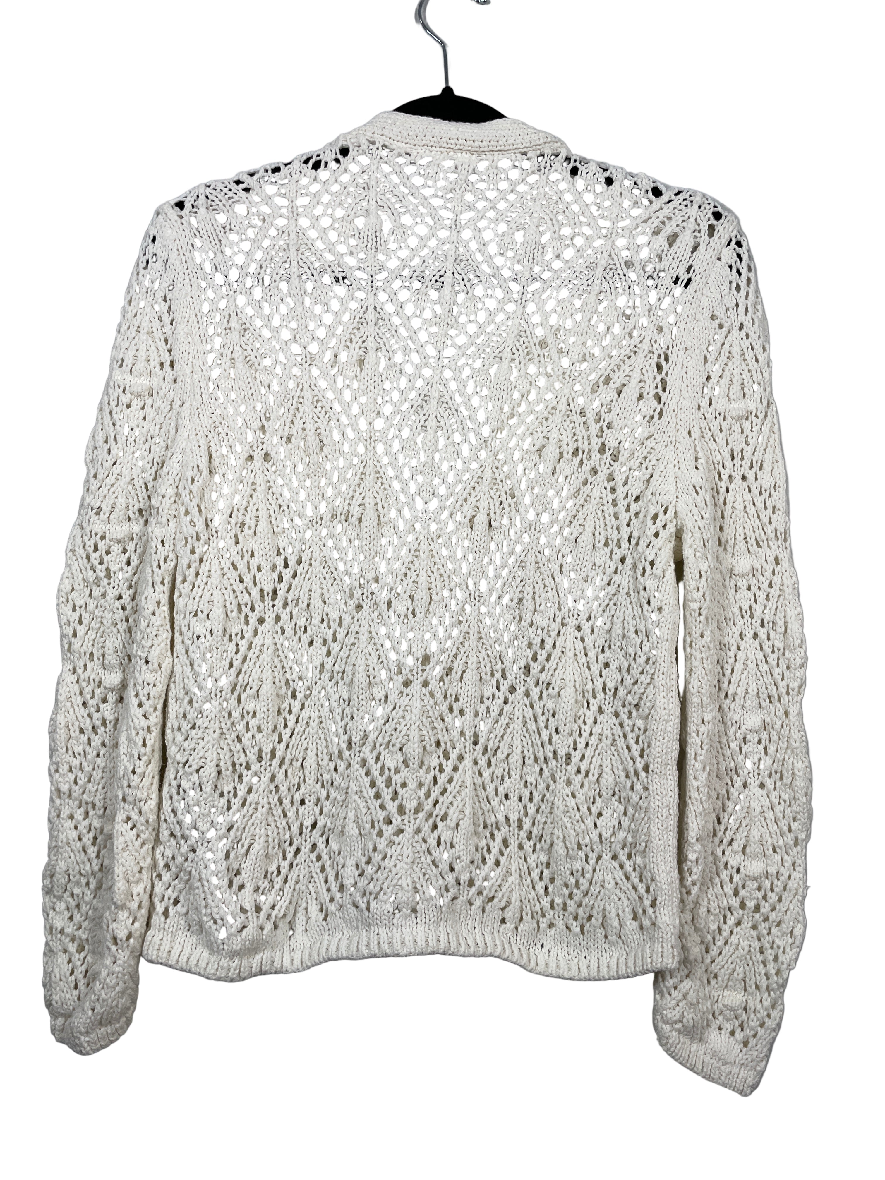 primark cares cream open-knit cropped cardigan back view