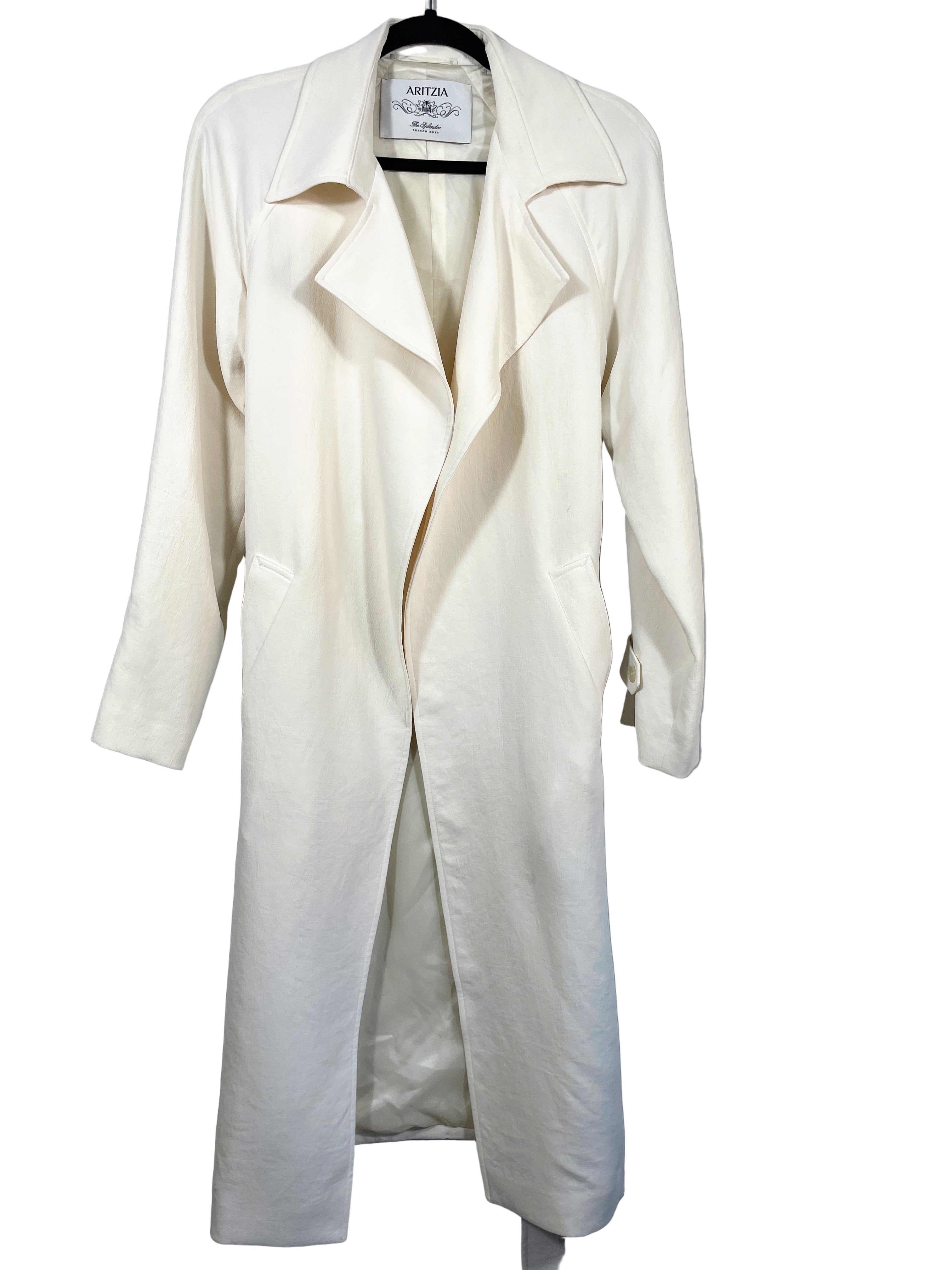 Aritzia Splendor trench coat light birch front view size small