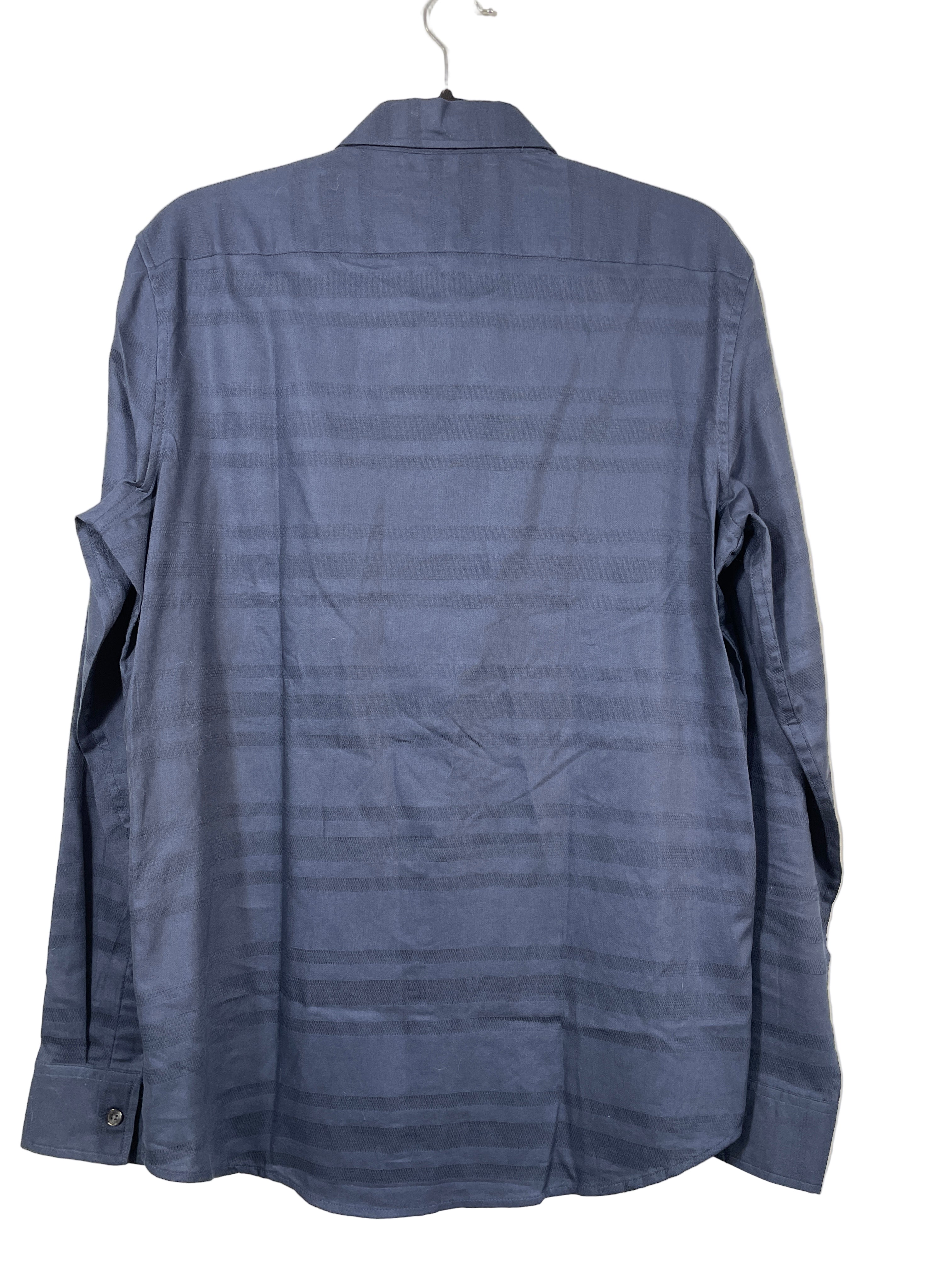Michael Kors navy tonal stripe button-down shirt back view size medium