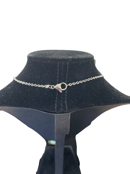 Blue gemstone pendant necklace lobster clasp detail