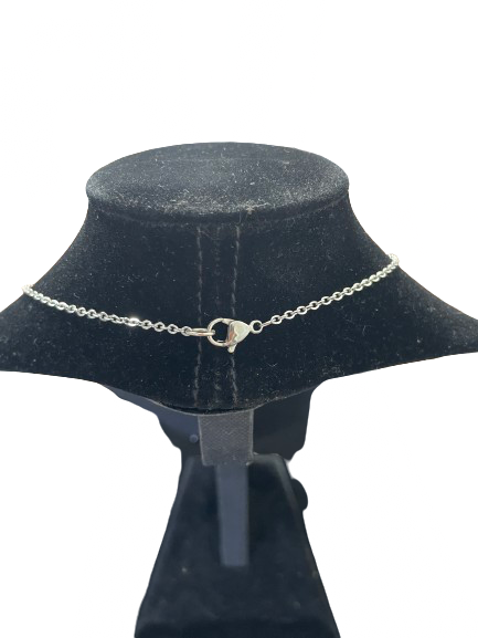 Black crystal pendant necklace lobster clasp detail