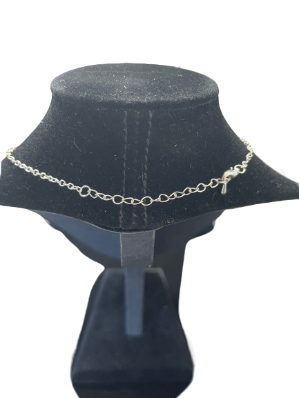 Back view of silver chain necklace with extender clasp