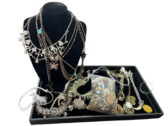 Mixed costume jewellery lot necklaces and craft pieces bundle