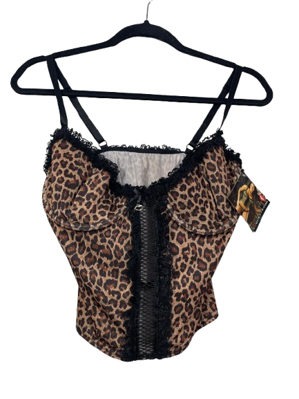 Coquette leopard print bustier top size medium new with tags underwire padded cups front view