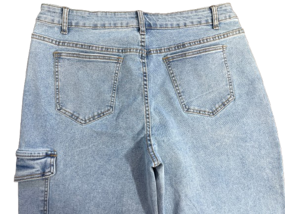 Light wash wide leg cargo jeans size 16 back view