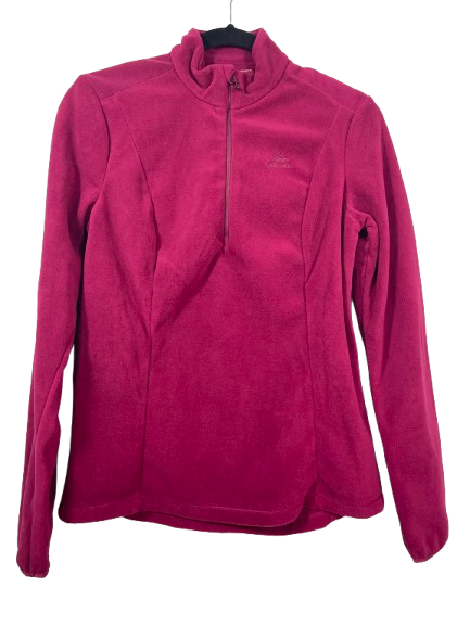 Size Small Quechua deep raspberry fleece quarter zip pullover front view