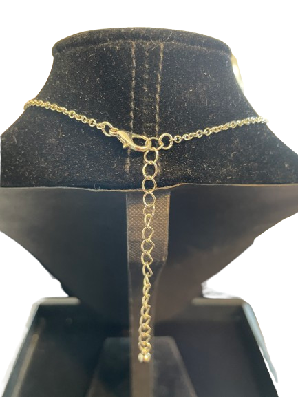 Silver tone faux tooth pendant necklace with lobster clasp and adjustable extender chain