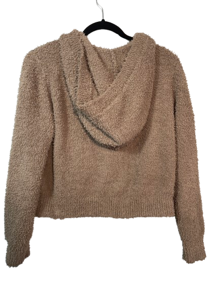 Size Medium Aritzia The Group by Babaton taupe fuzzy hooded sweater back view