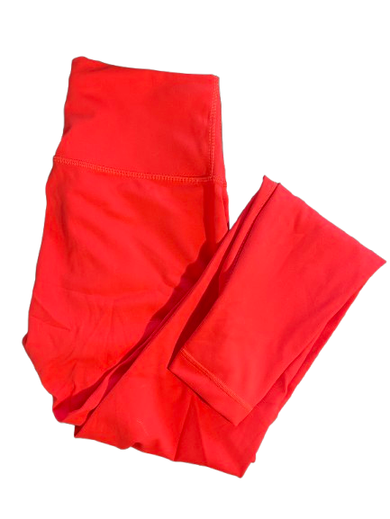 Lululemon orange leggings full length view