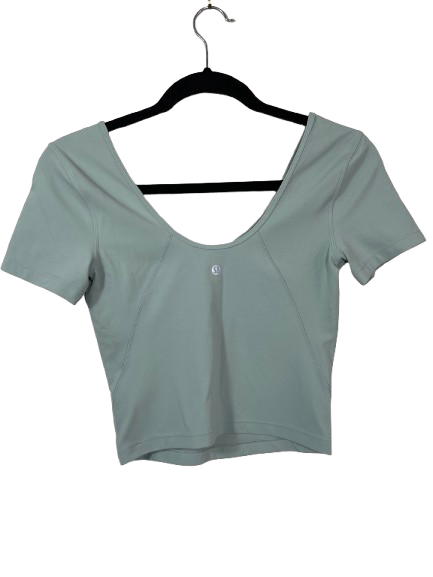 Lululemon Align Tee Silver Blue green size 2 back with logo detail