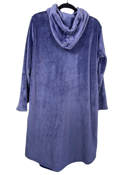 32 Degrees Heat purple velour hooded sleep dress size S/M back view