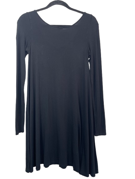 Garage women's size XS black long sleeve loose fit swing mini dress back view