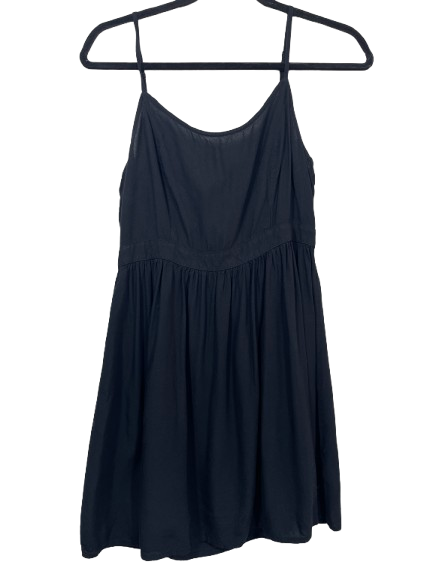 American Eagle women's size small black strappy fit and flare mini dress front view