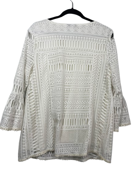 Alfani women's size large cream crochet lace overlay blouse back view