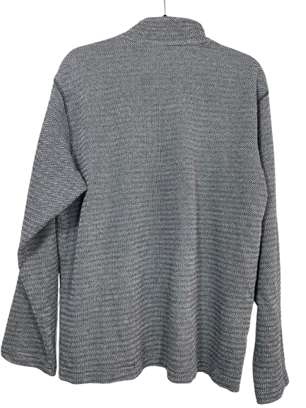 Lands' End men's size large grey herringbone quarter zip lightweight pullover back view