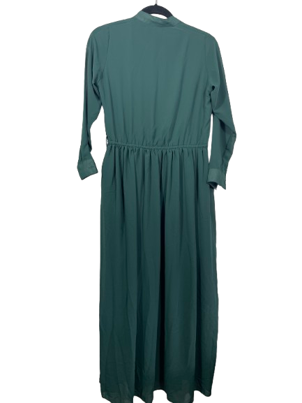 J&G women's size large green long sleeve elastic waist maxi dress back view