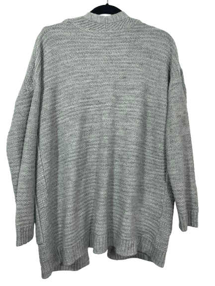 George men's size medium grey longline open-front cardigan back view