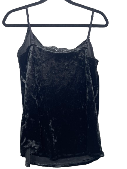 Kismet women's size medium black crushed velvet adjustable strap camisole back view