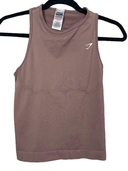 Gymshark women's size medium brown seamless fitted workout tank top front view