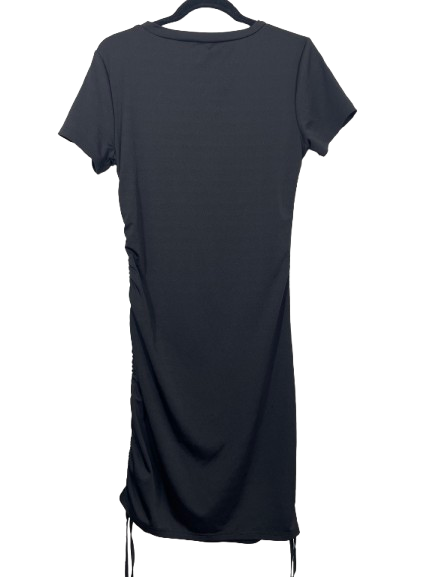 SHEIN women's size medium black ruched drawstring side casual dress back view