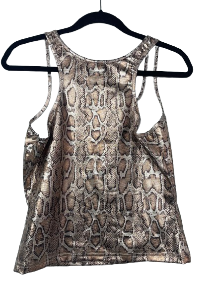 SHEIN women's size large brown multi snakeskin print racerback tank top back view