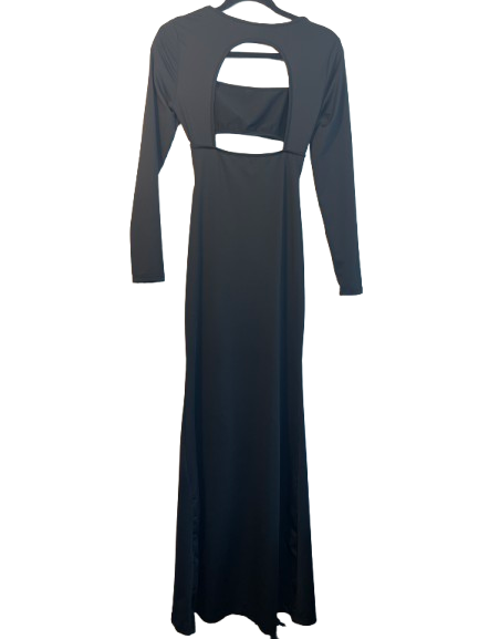 SHEIN black maxi dress size medium open cutout back view