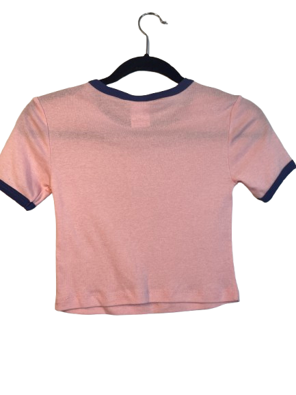 NOBO pink and navy cropped Day Off graphic T-shirt size small back