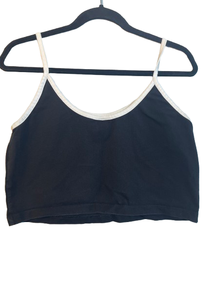 Adidas black and white cropped tank top size medium back