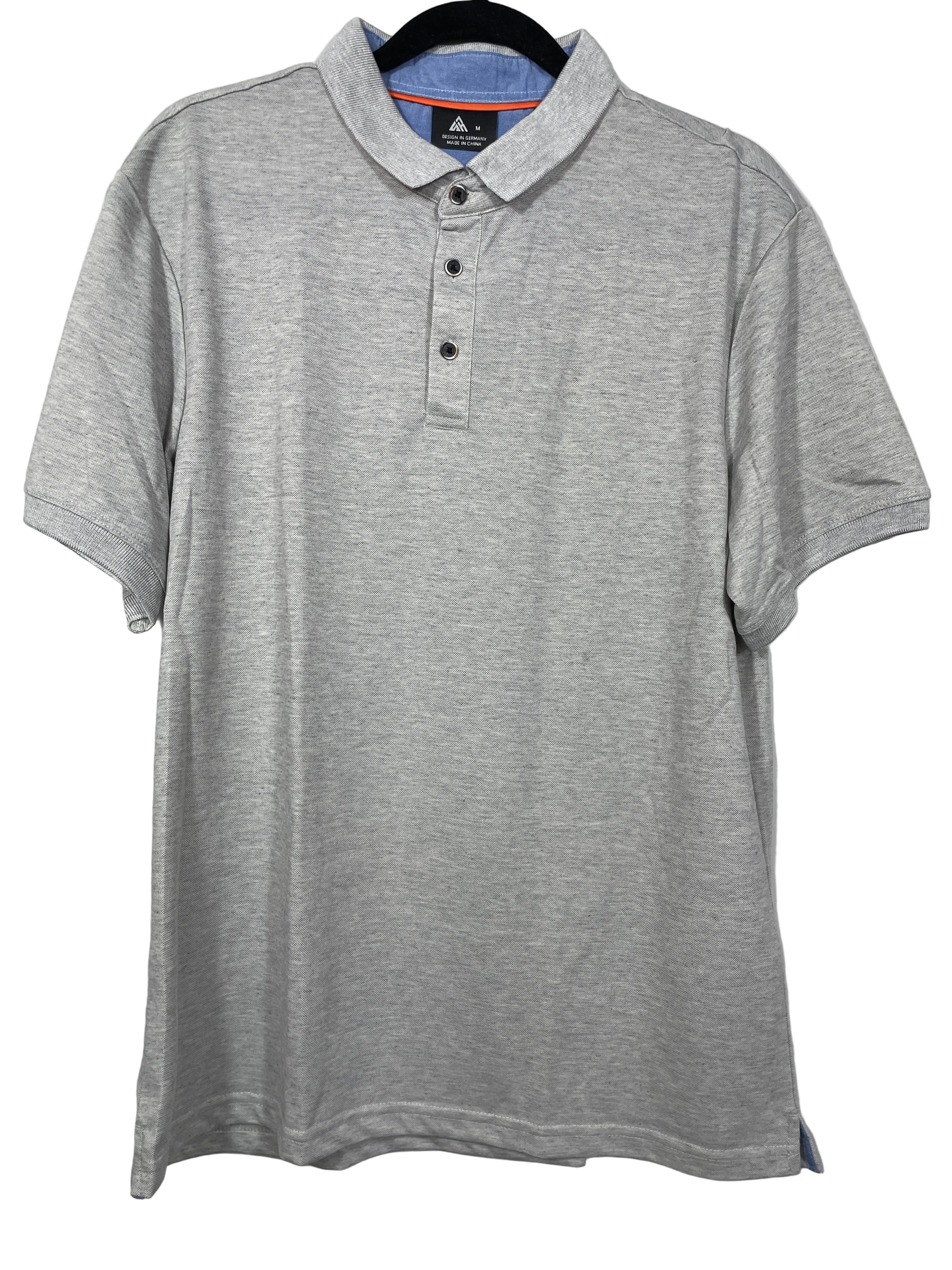 SWISSWELL men's Medium light grey short sleeve performance polo front