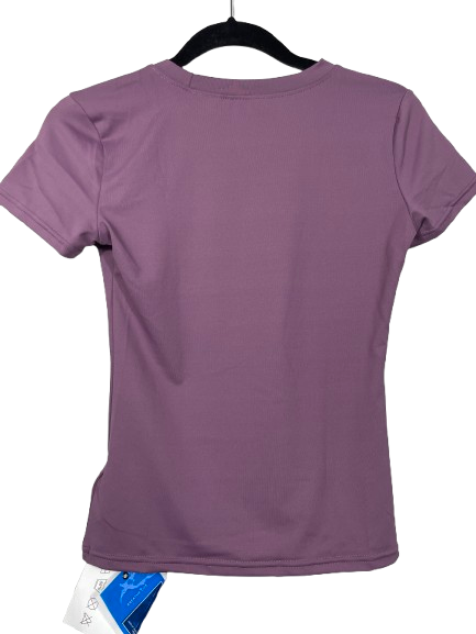LOOVOO Small purple fitted workout yoga T-shirt back