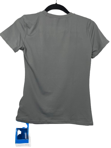 LOOVOO Small grey fitted workout yoga T-shirt back