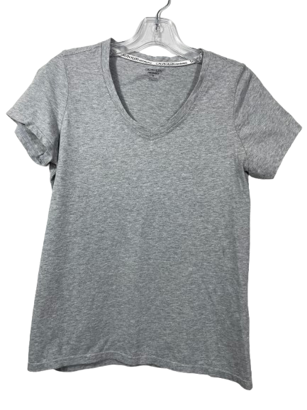 Calvin Klein Performance grey heather V-neck T-shirt size medium front view