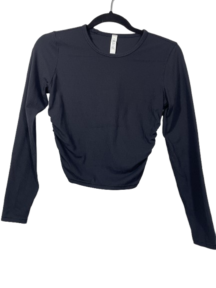 Lululemon All It Takes Ribbed Nulu Long-Sleeve Shirt black size 4 front view