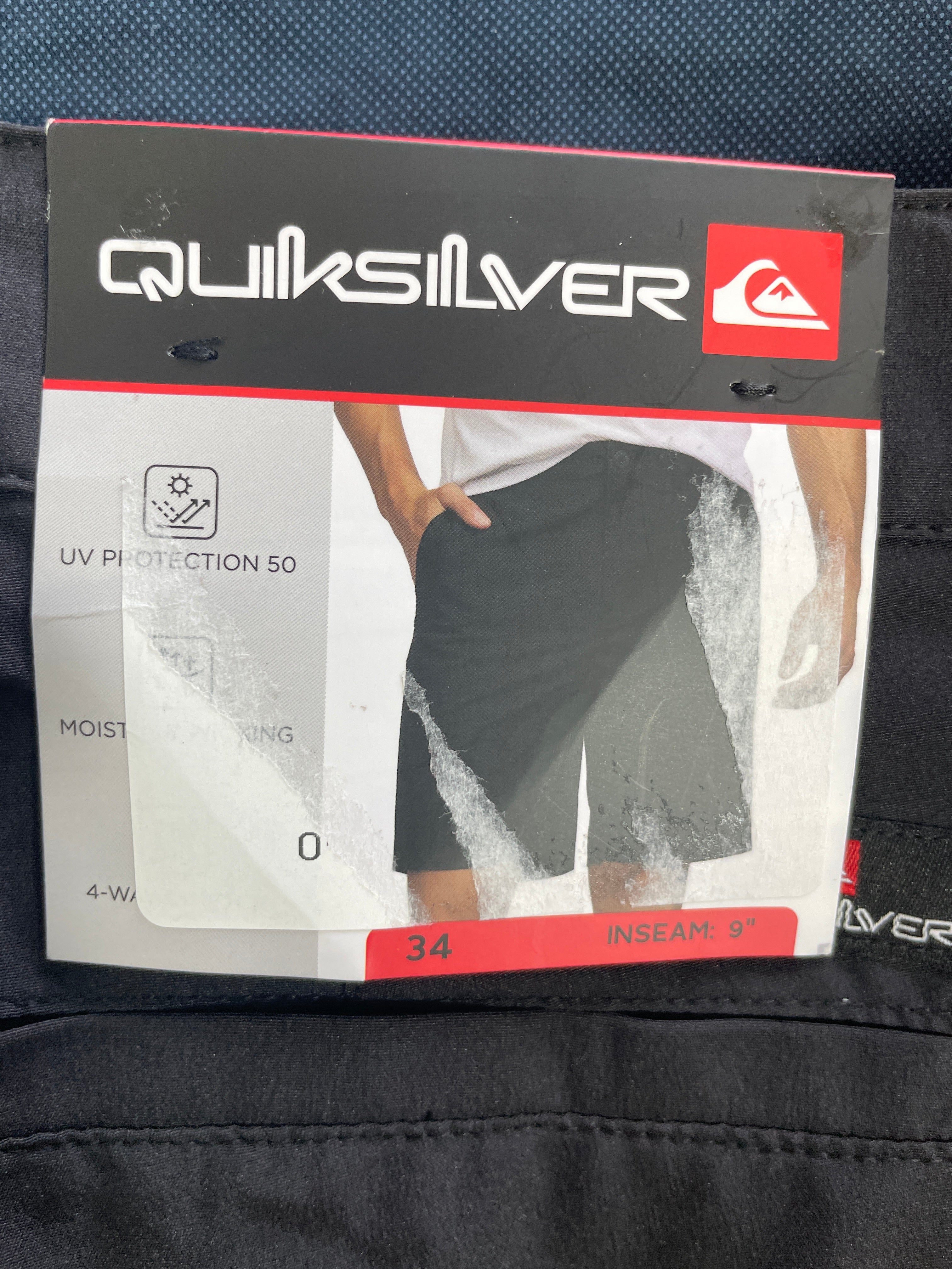 Quiksilver men's size 34 black shorts brand and size label