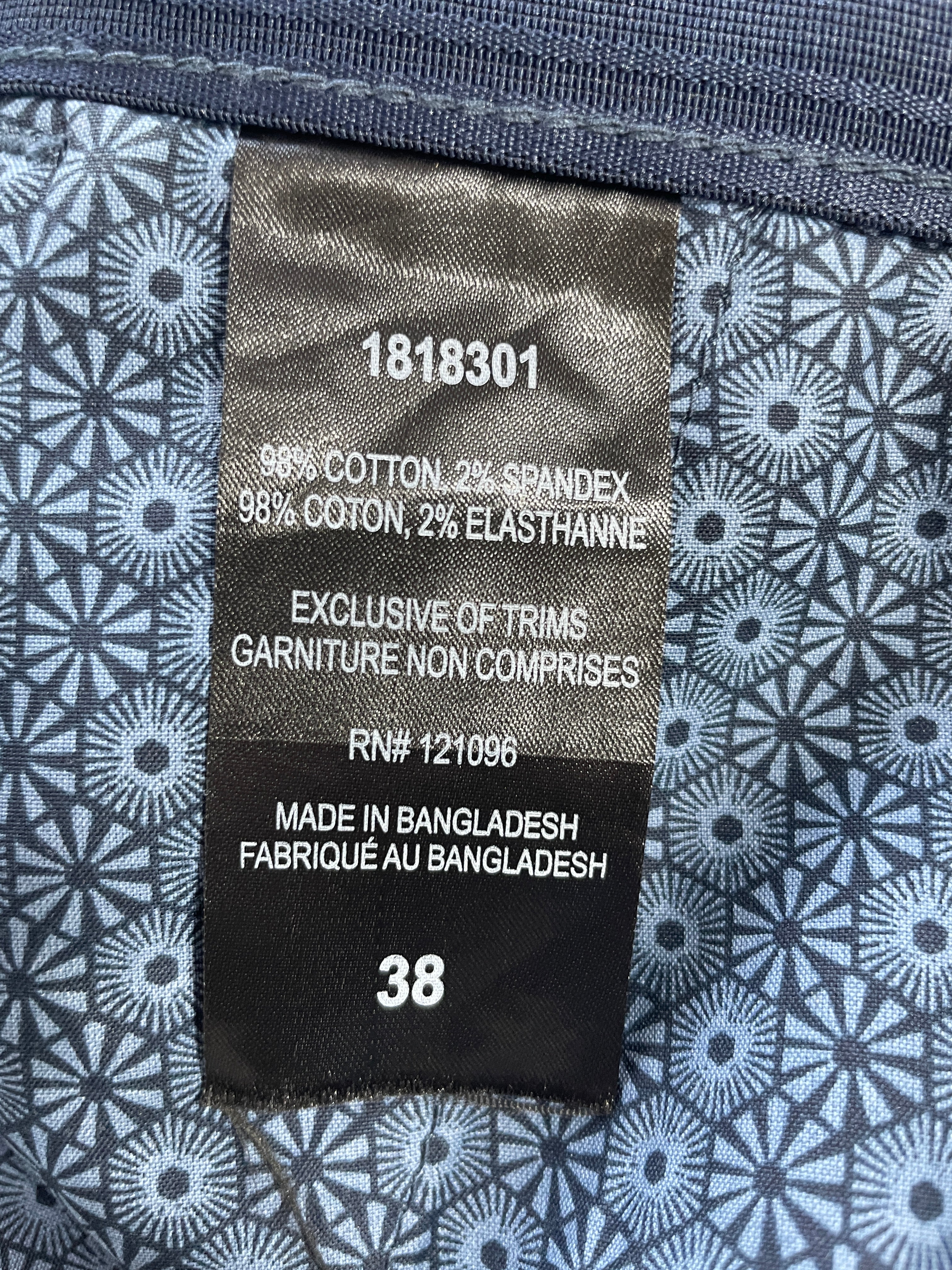 English Laundry size 38 shorts fabric content RN 121006 and Made in Bangladesh label
