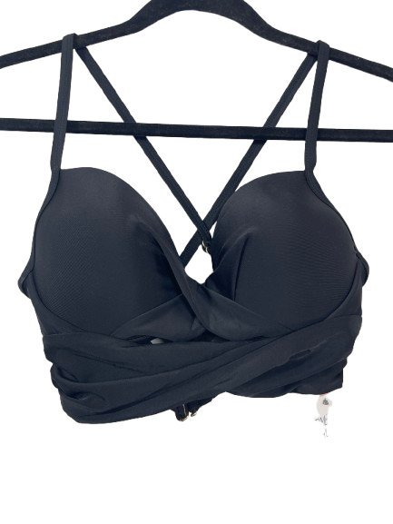 Size Small Time and Tru black wrap front bikini swim top New With Tags