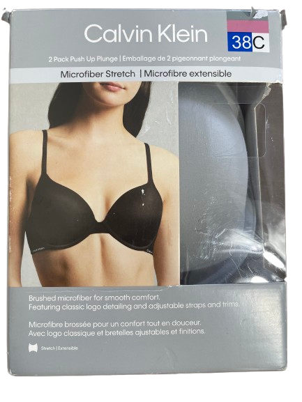 Calvin Klein 38C Push Up Plunge Bras 2-Pack Sealed Package Front