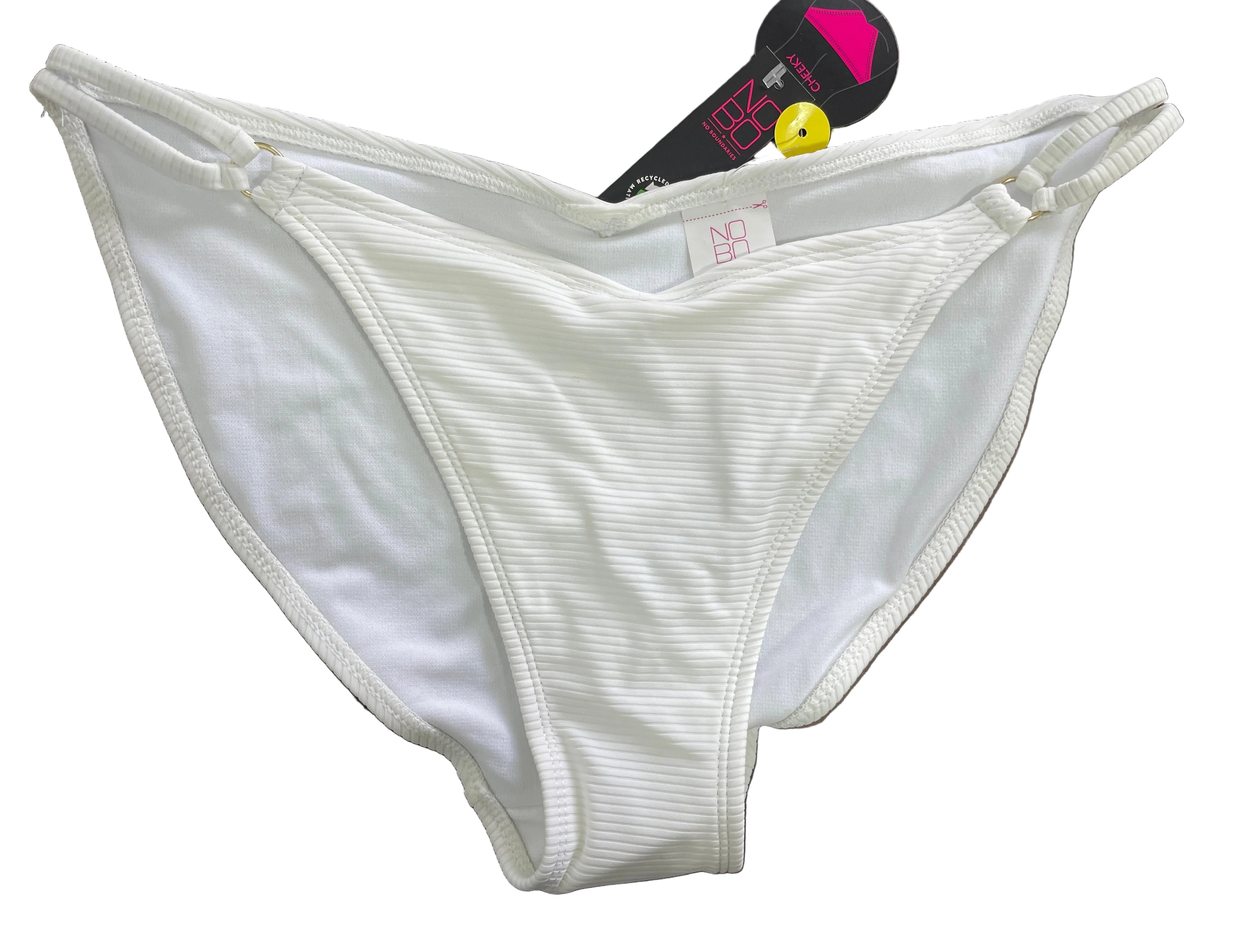 No Boundaries white ribbed cheeky bikini bottom size Large