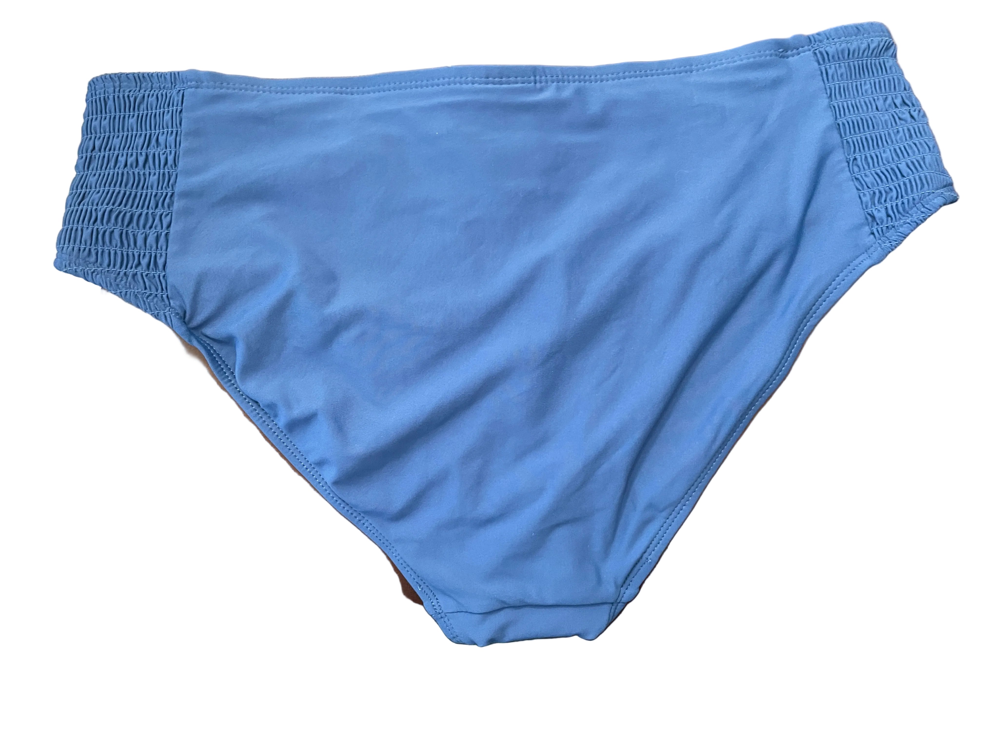 Catalina Blue Smocked Side Bikini Bottom Back