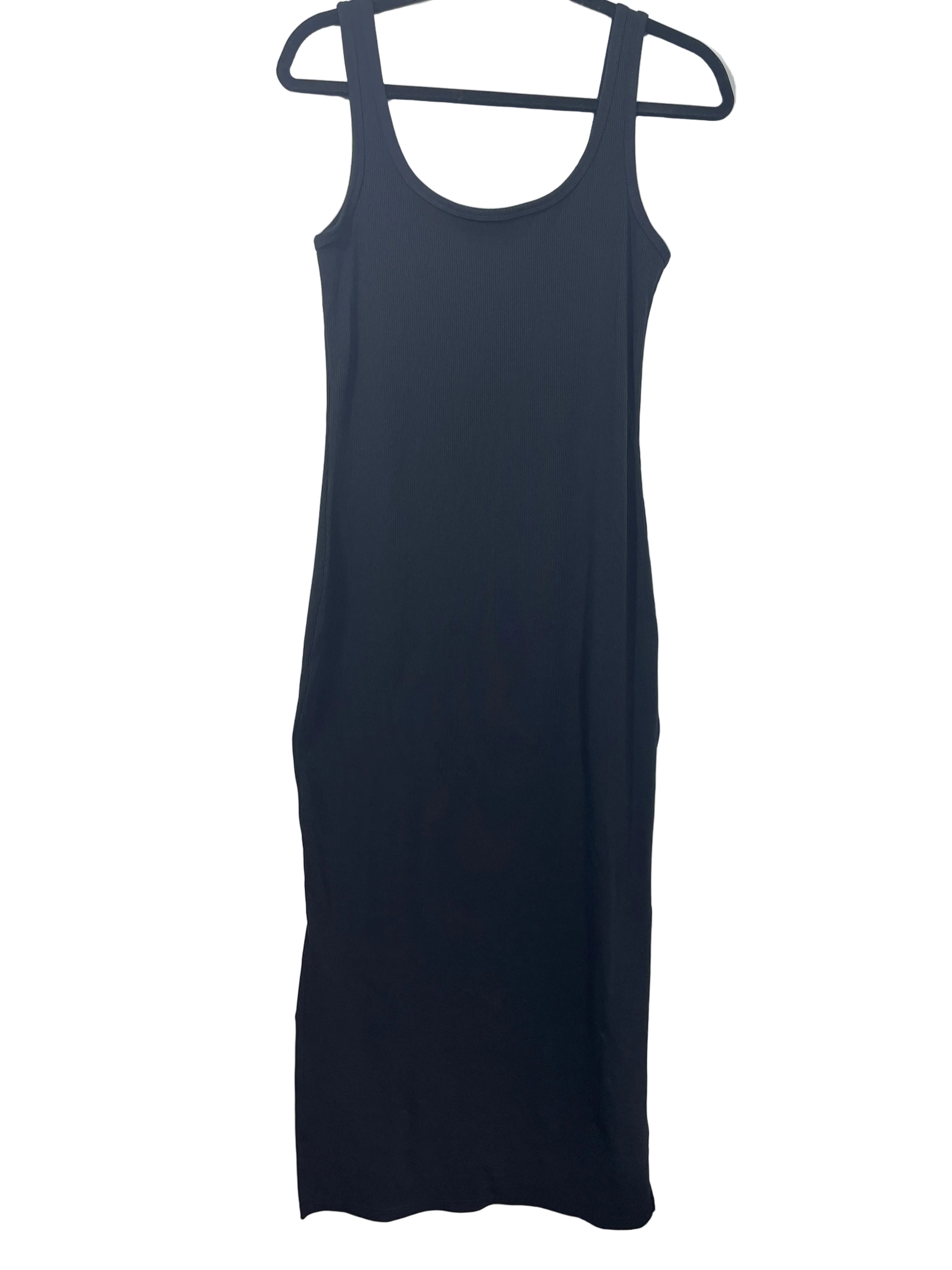 Frank And Oak Medium black ribbed tank midi dress with side slits
