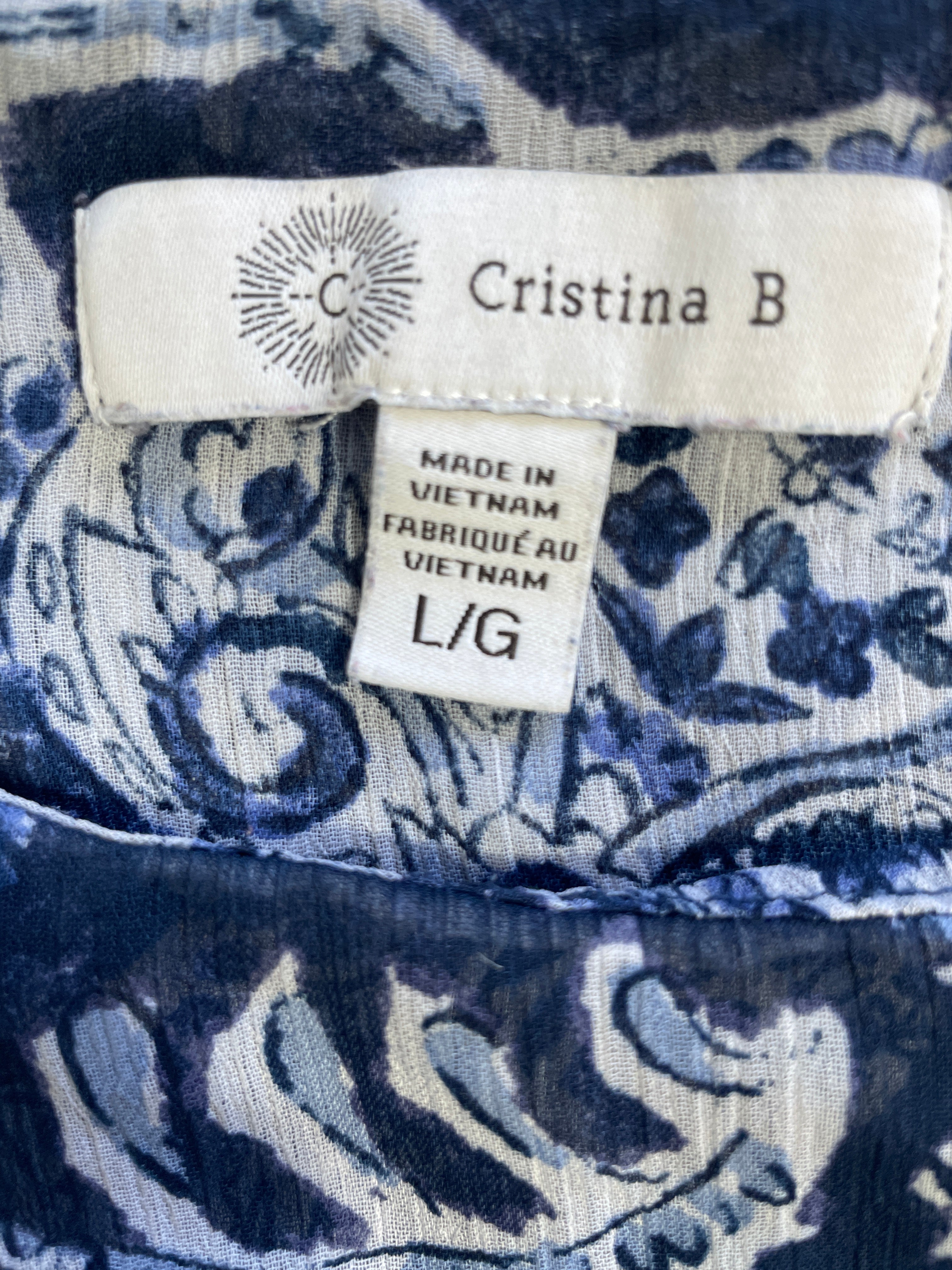 Christina B size large tag