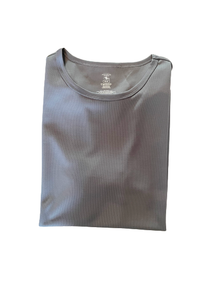 Folded gray t-shirt on a white background