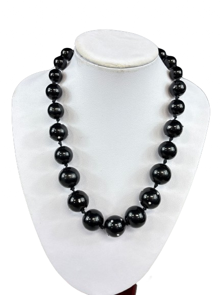Guess black bead statement necklace with rhinestone accents